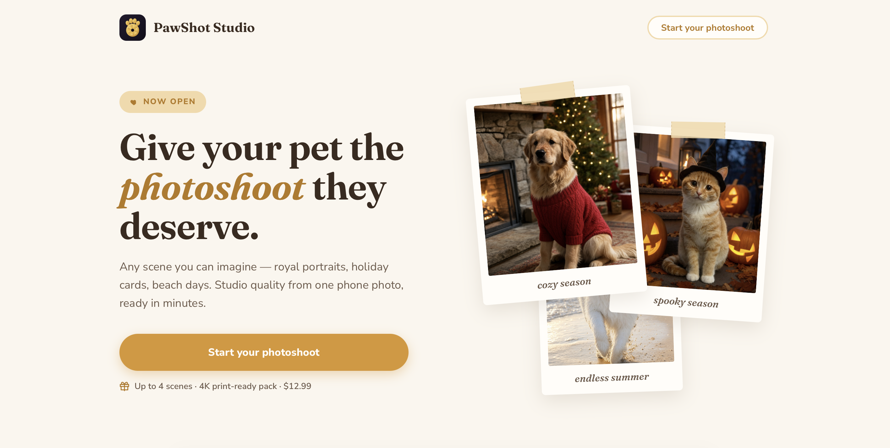 PawShot Studio homepage