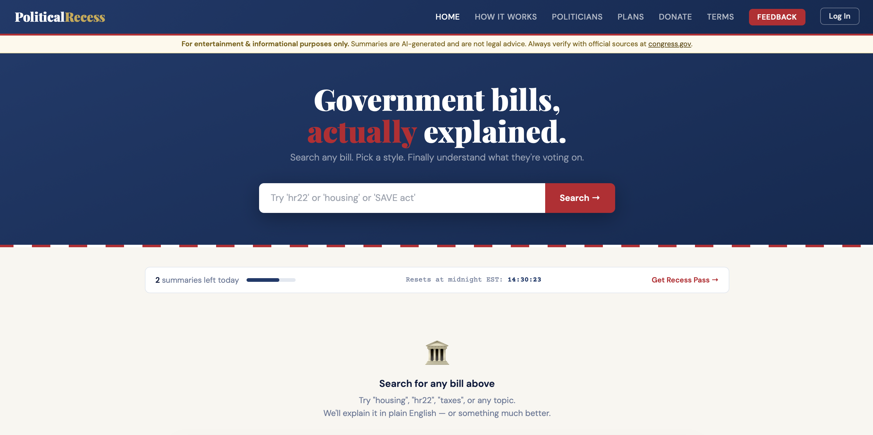 PoliticalRecess homepage