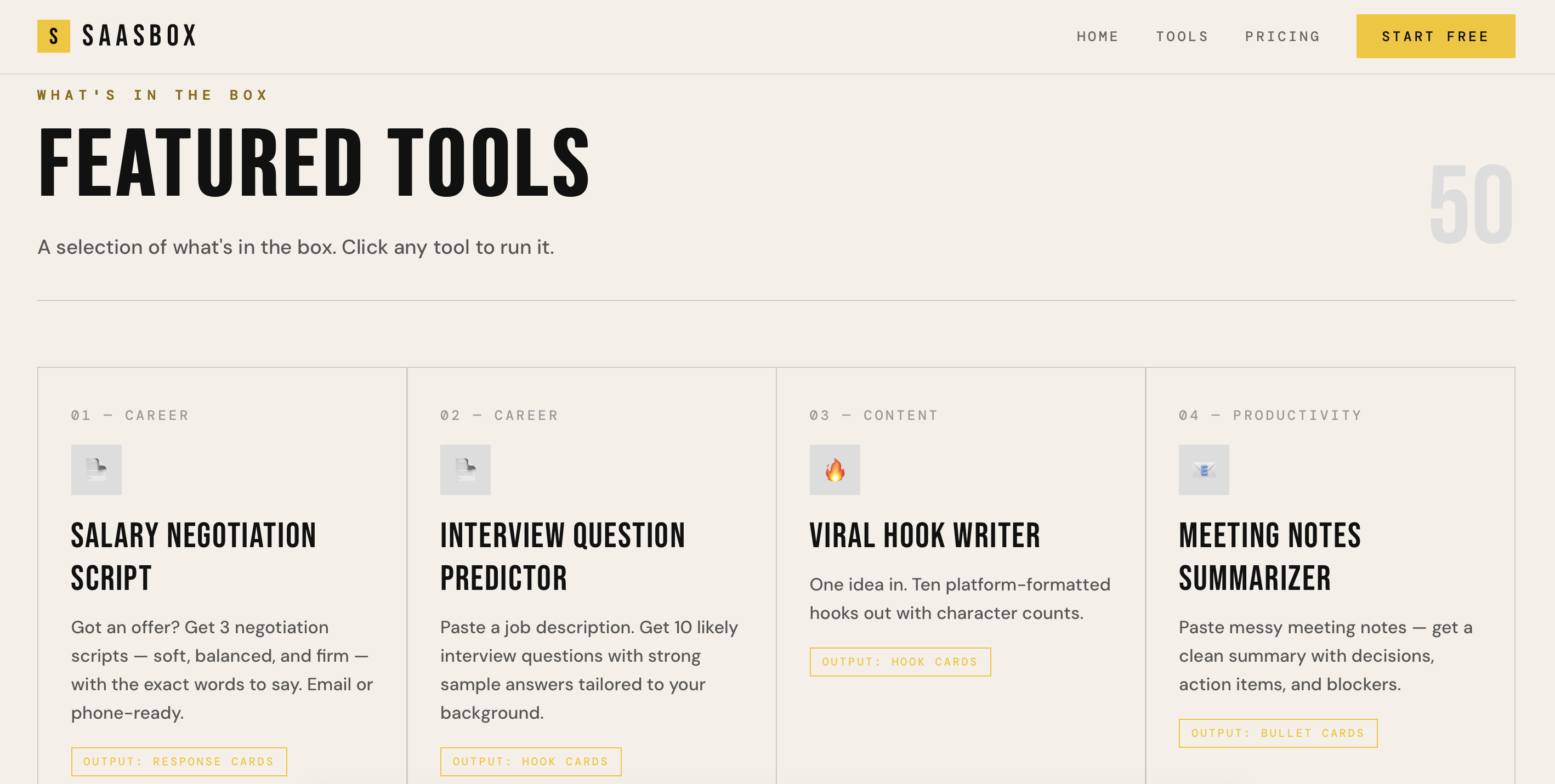 SaaSBox homepage